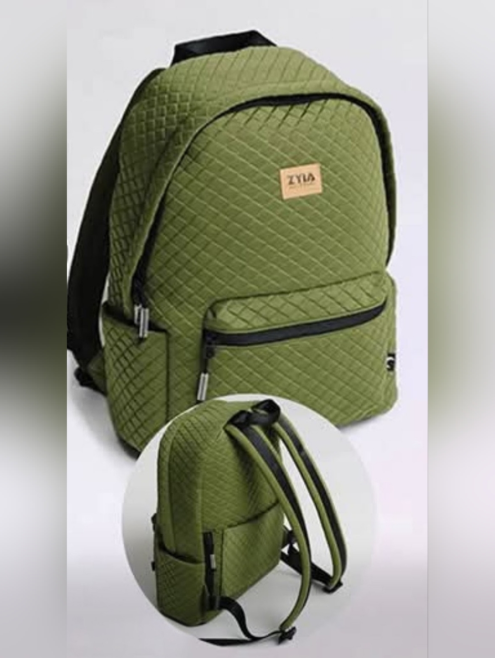 Olive Green Zyia Backpack Like New Padded Roomy Great Condition Durable